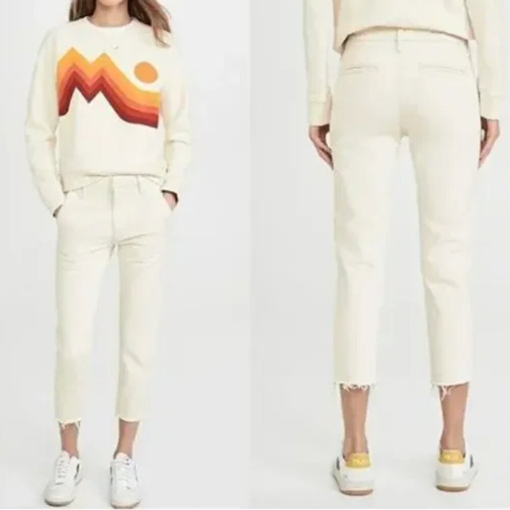 NEW NWOT! MOTHER DENIM THE SHAKER PREP FRAY PANTS CHINOS HIGH-RISE CROP sz 25
